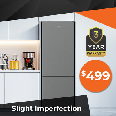 A Lifestyle image of an Altus fridge on sale with 3 year warranty - with a slight imperfection.