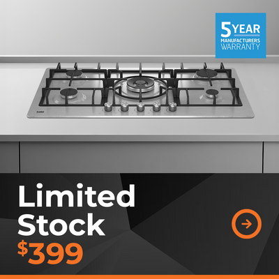 Image of a 90cm Beko gas cooktop - on sale and limited stock. 