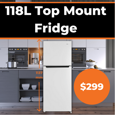 Chiq 118 Top Mount Fridge on sale at a giveaway price - available while stock last on Sale at $299 - Save $50