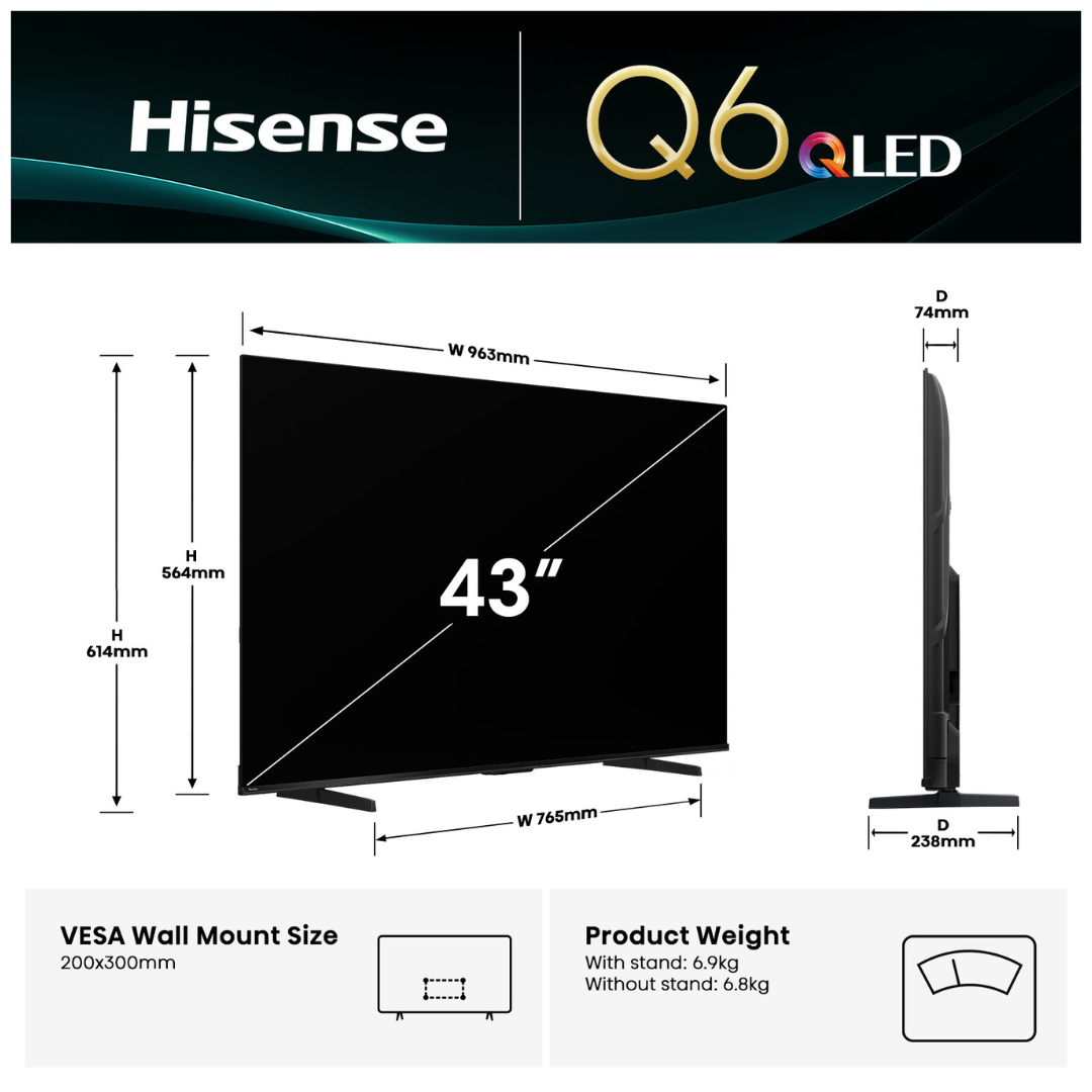 Hisense 43" Q6QAU 4K QLED Smart TV (2025)