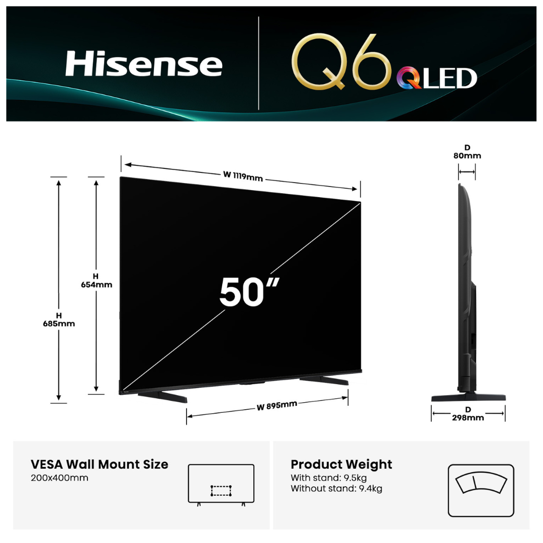 Hisense 50" Q6QAU 4K QLED Smart TV (2025)