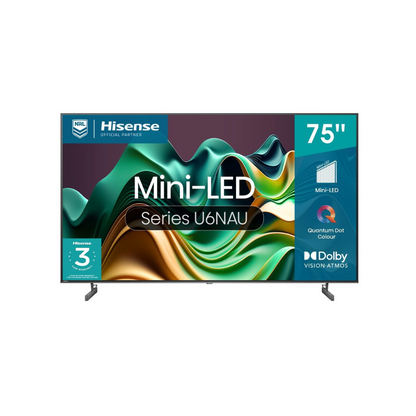 Hisense 75" U6NAU 4K Mini-LED QLED Smart TV 2024