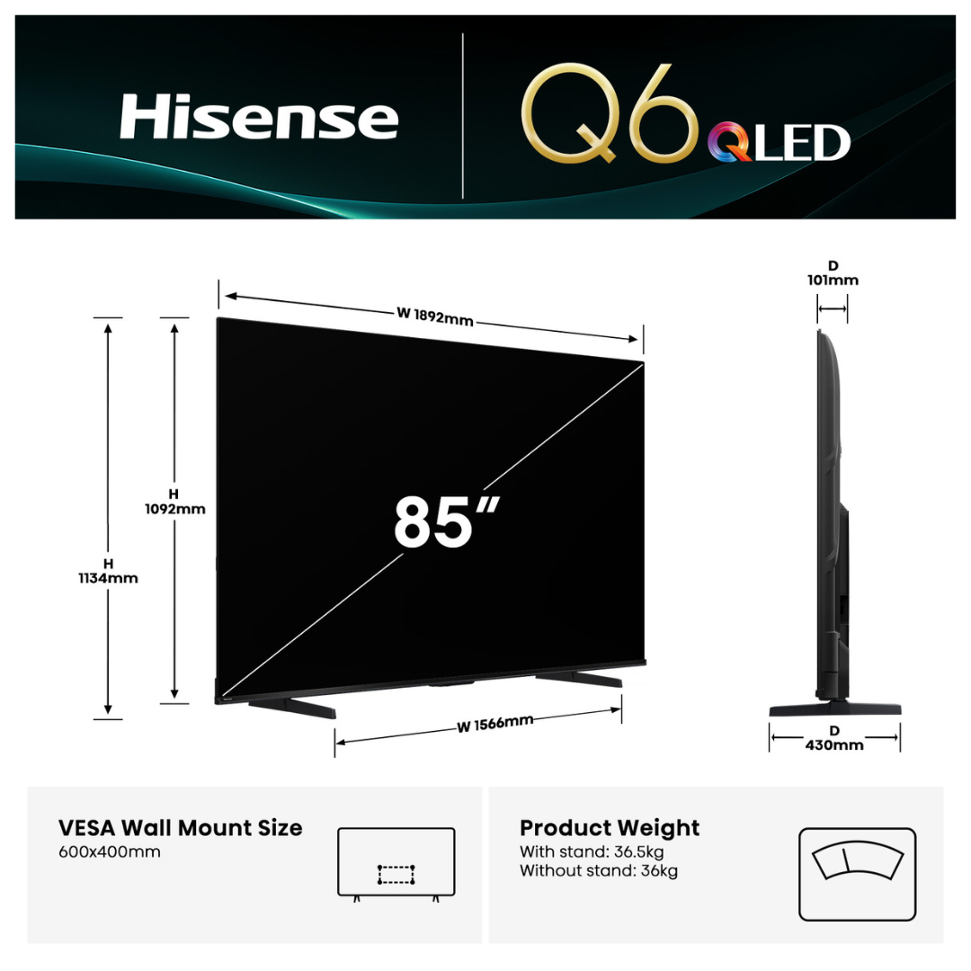 Hisense 85" Q6QAU 4K QLED Smart TV (2025)