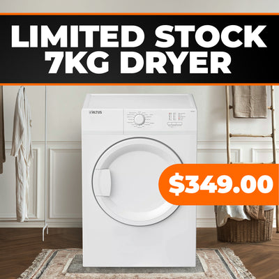 Promotional banner for an Altus 7kg dryer