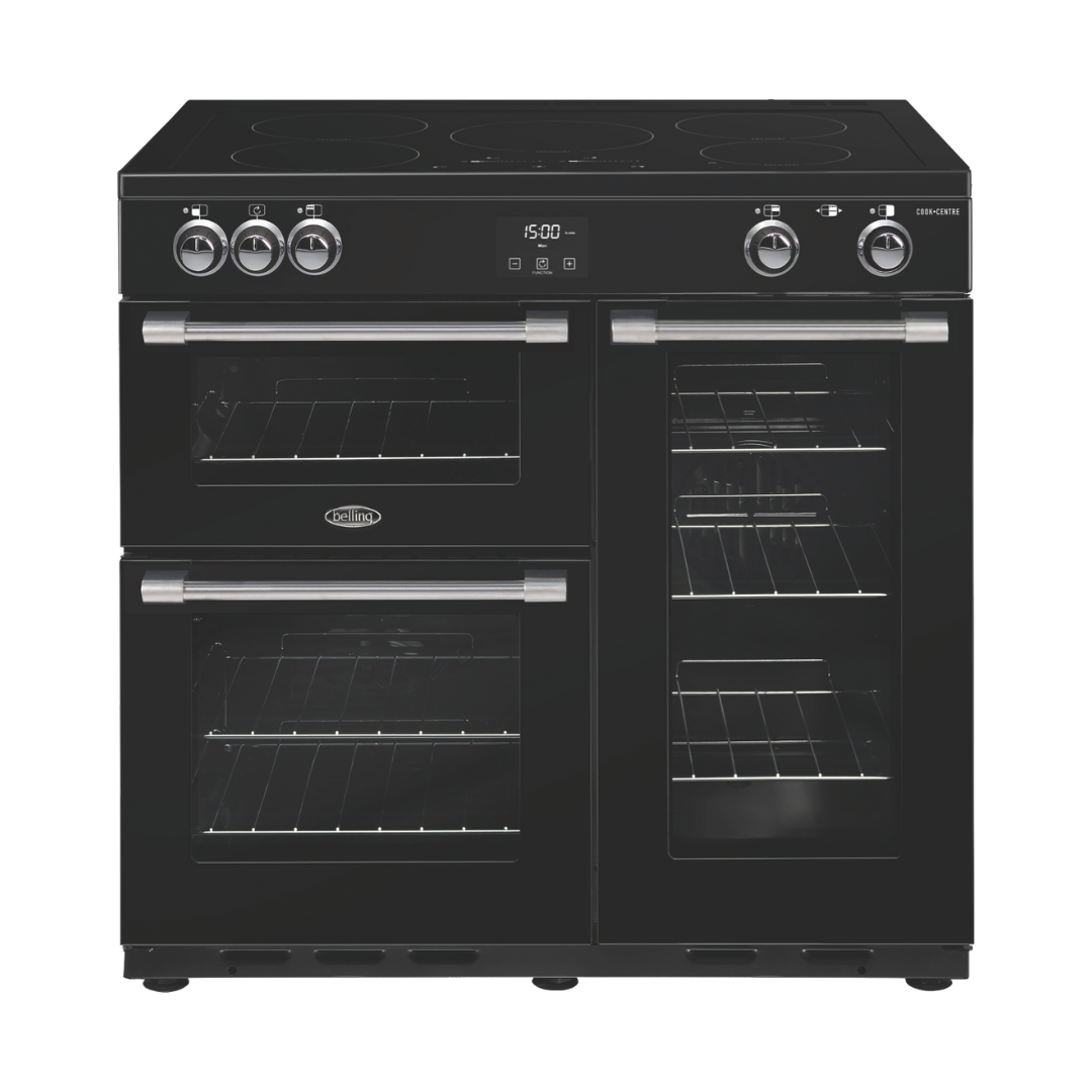 Belling Cookcentre Deluxe 90Cm Induction Range Cooker In Black