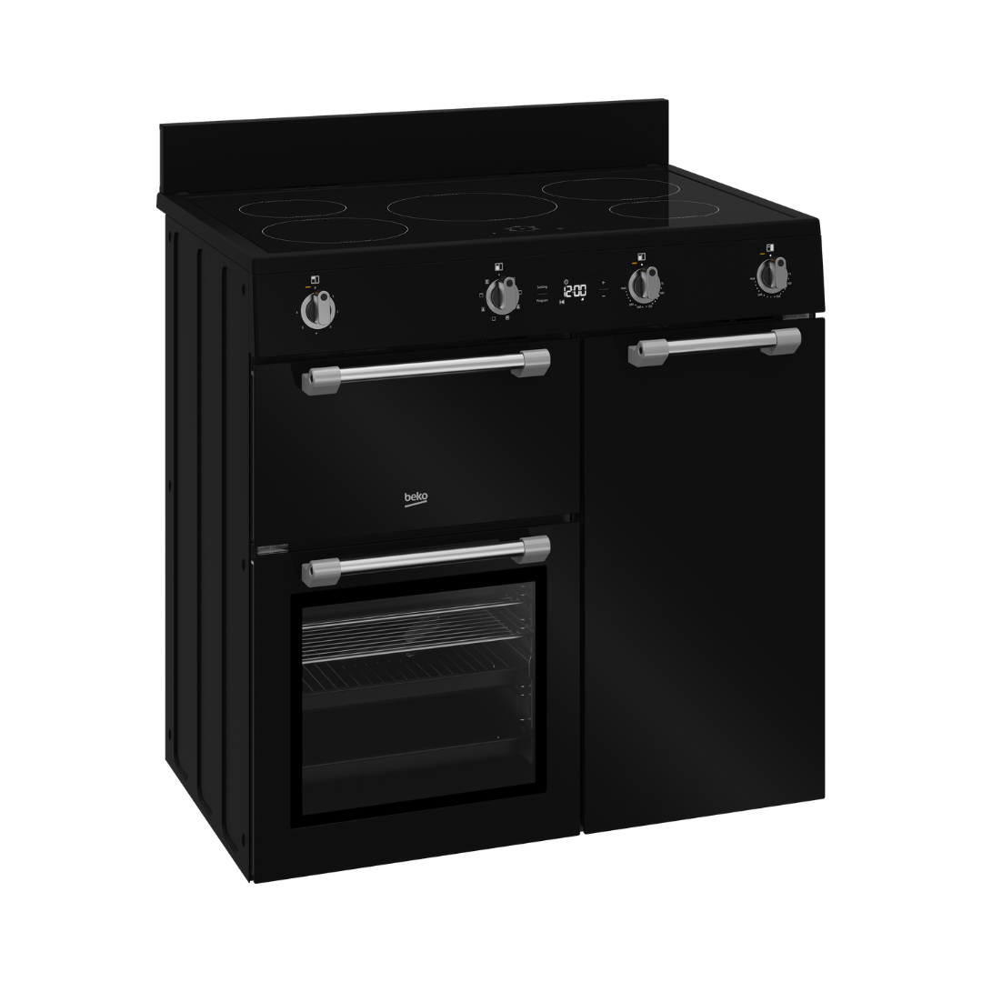 Beko 185L Multi Oven Upright Cooker in Black (Triple Cavity with Induction Cooktop) image_2