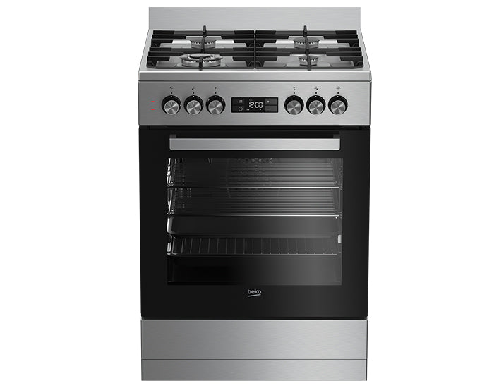 Beko 60cm Stainless Dual Fuel Upright Cooker