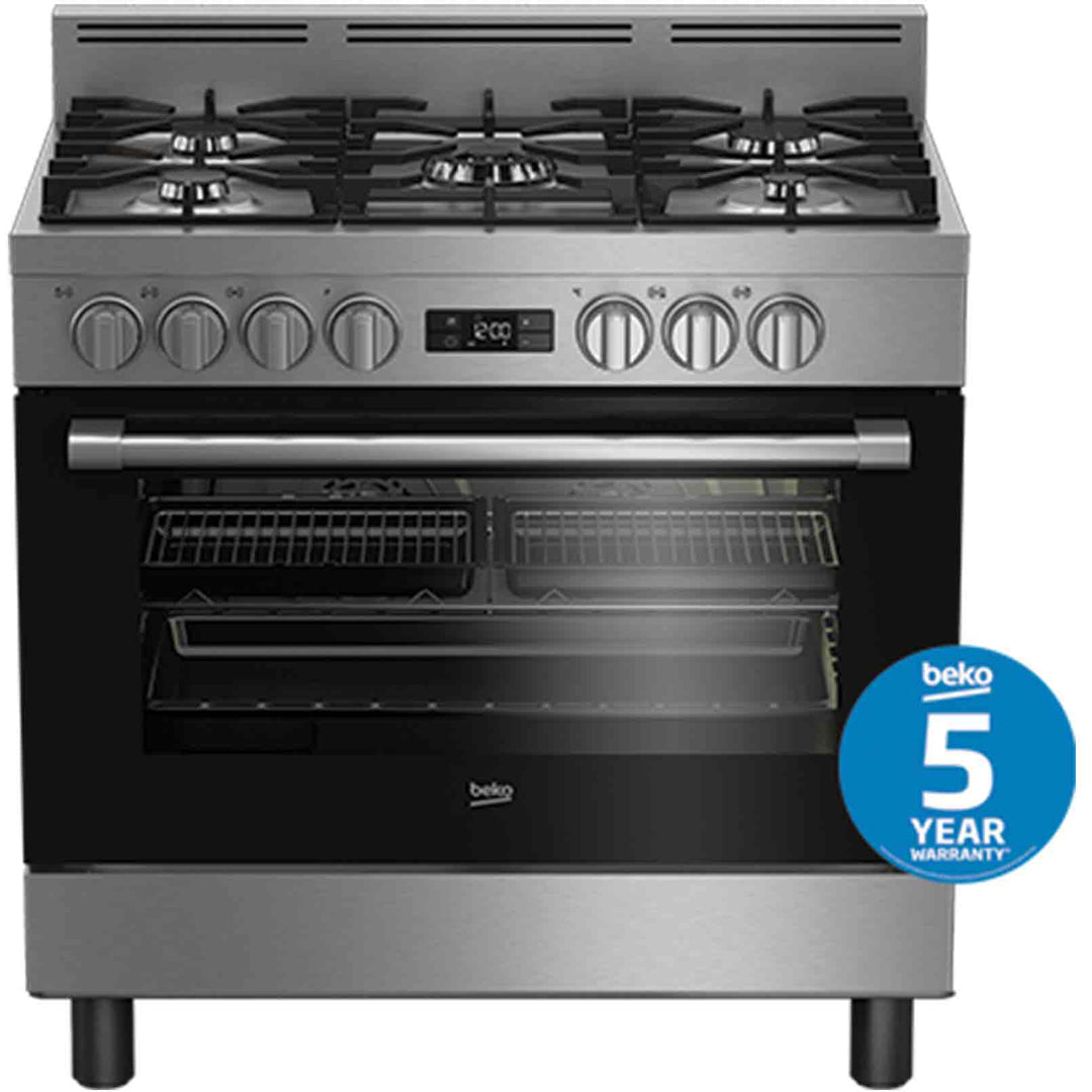 Beko 90cm Stainless Dual Fuel Freestanding Multi function Cooker