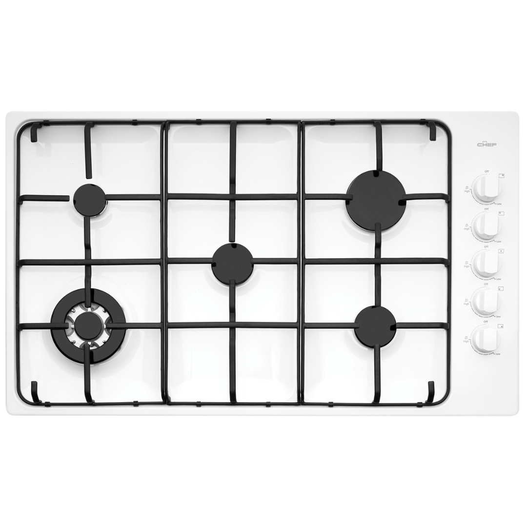 Chef 86cm Gas Cooktop In White