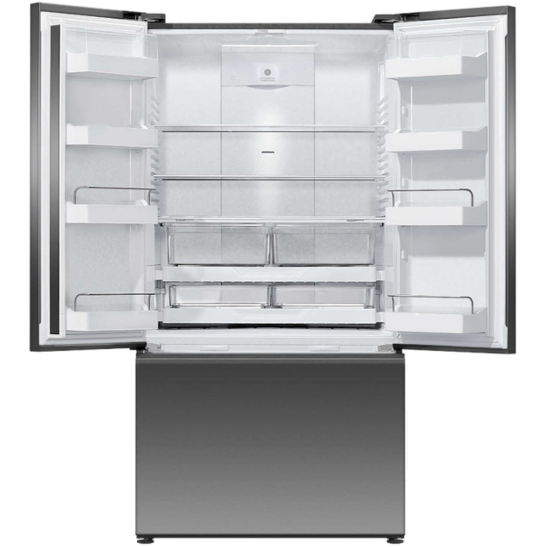 Fisher & Paykel 90cm Freestanding 569L French Door Refrigerator Freezer with Ice and Water in Black