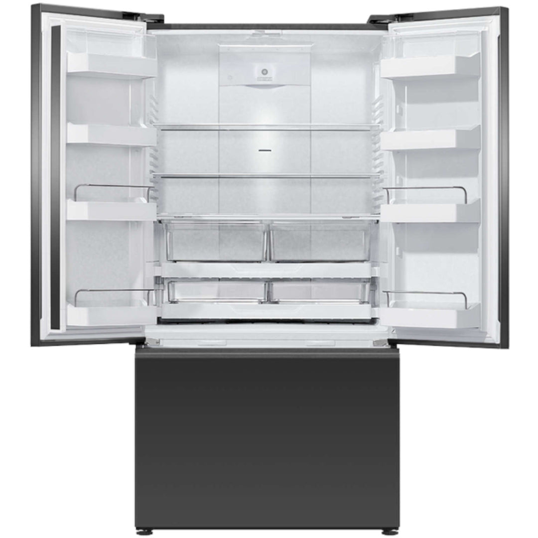 Fisher & Paykel 90cm Freestanding 569L French Door Refrigerator Freezer with Ice and Water in Matte Black image_2