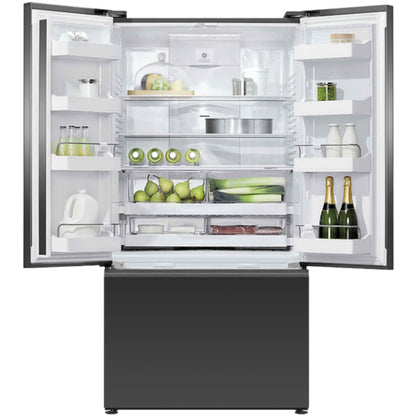 Fisher & Paykel 90cm Freestanding 569L French Door Refrigerator Freezer with Ice and Water in Matte Black