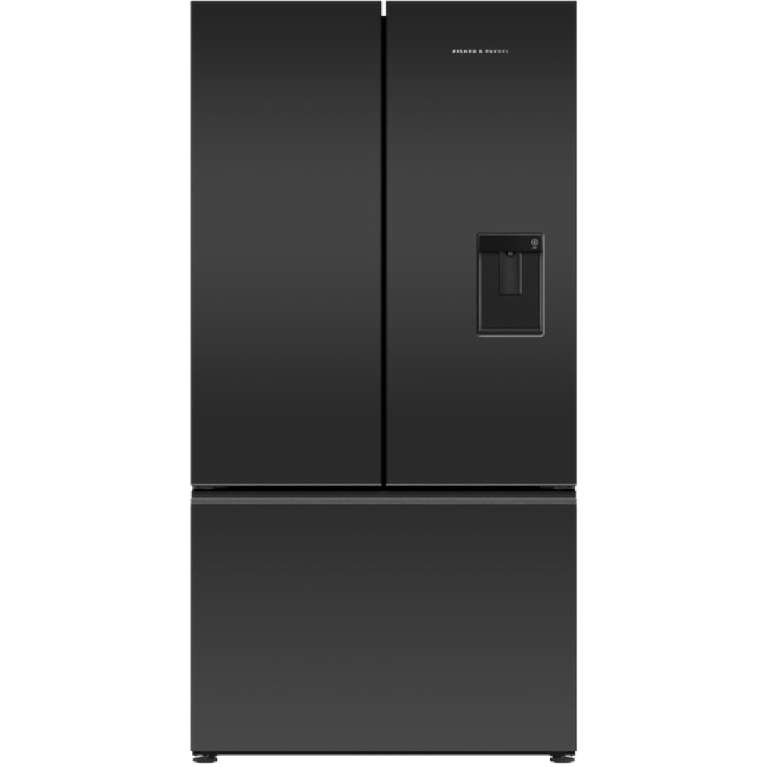 Fisher & Paykel 90cm Freestanding 569L French Door Refrigerator Freezer with Ice and Water in Matte Black image_1