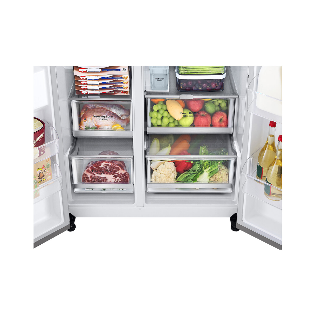 LG 635L Side by Side Stainless Steel with Non-Plumbed Ice and Water