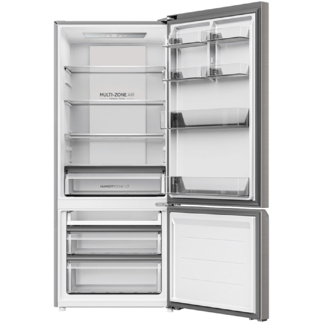 Haier 433L Bottom Mount Fridge Silver HRF420BS Open