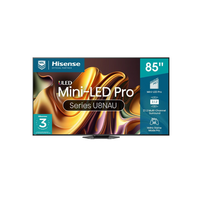 Hisense 85" U8NAU 4K ULED Mini-LED PRO 144Hz Smart TV 2024