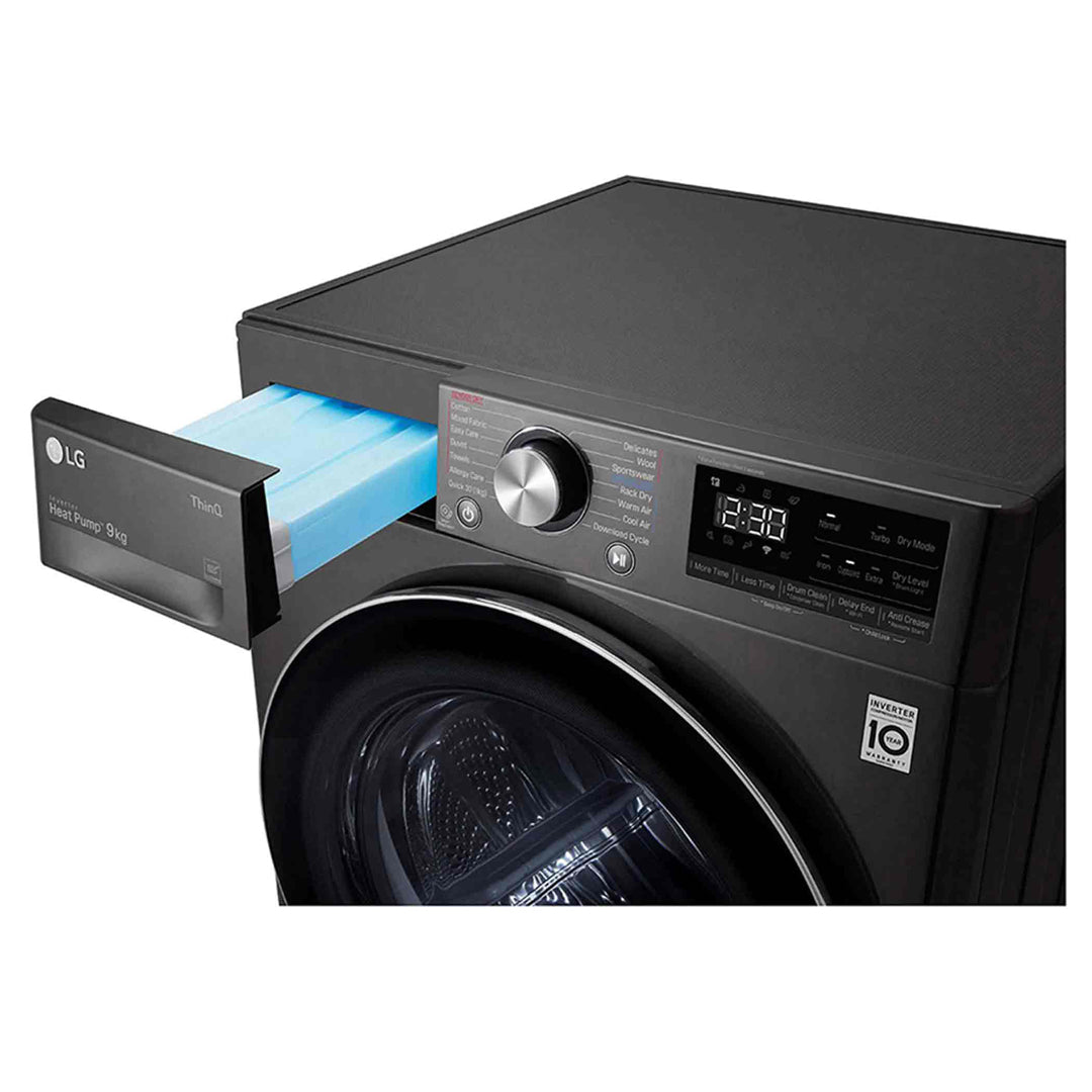 LG 9kg Heat Pump Dryer with Inverter Control in Black Steel