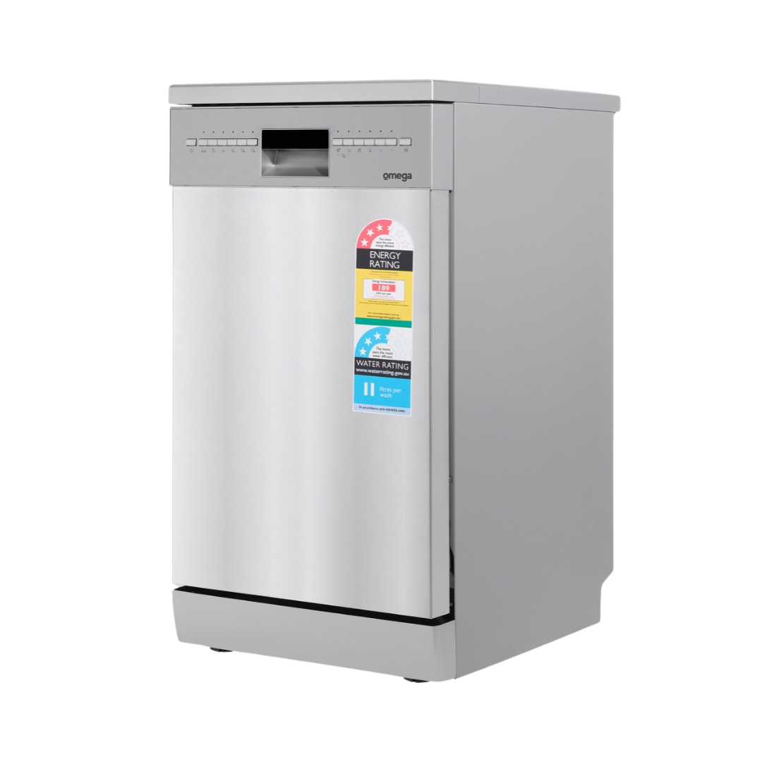 Omega Appliances 45cm Compact Freestanding Dishwasher Stainless Steel