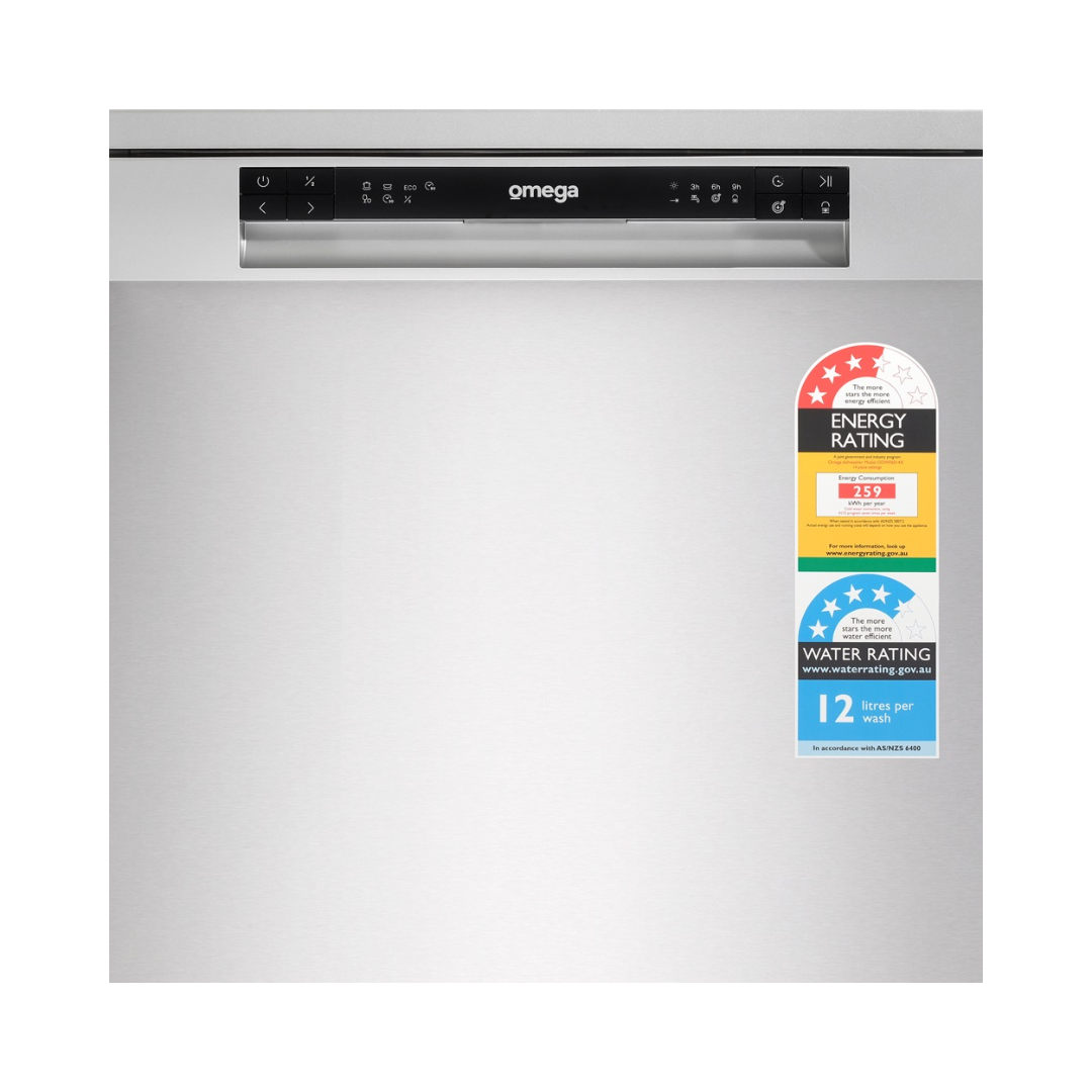 Omega ODWF6014X Freestanding Dishwasher image of control panel and functions