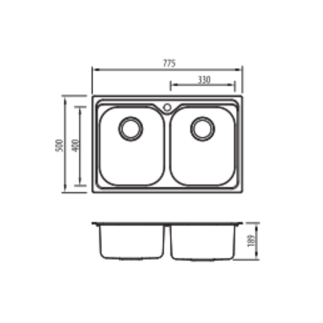 Oliveri Diaz Universal Double Bowl Sink