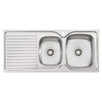 Oliveri Endeavour 1 and 3/4 Top Mount Right Hand Sink With Drainer