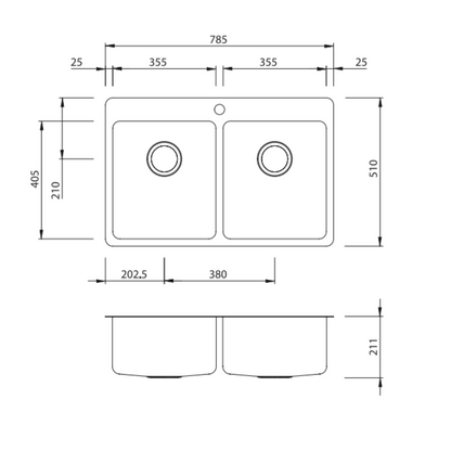 Oliveri Sonetto Double Bowl Top Mount Sink