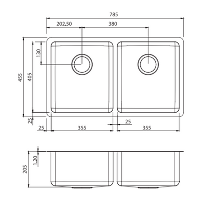 Oliveri Sonetto Double Bowl Universal Sink Stainless Steel