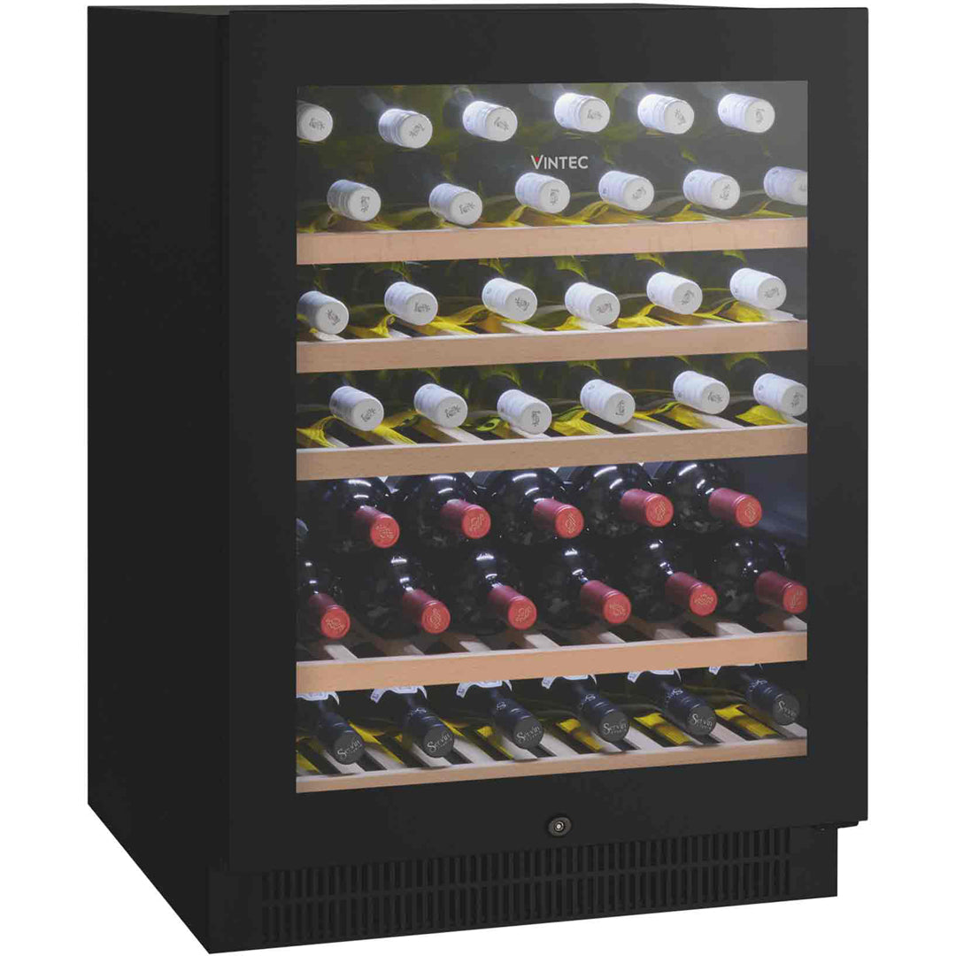 Vintec 50 Bottle Wine Cabinet with Black Glass