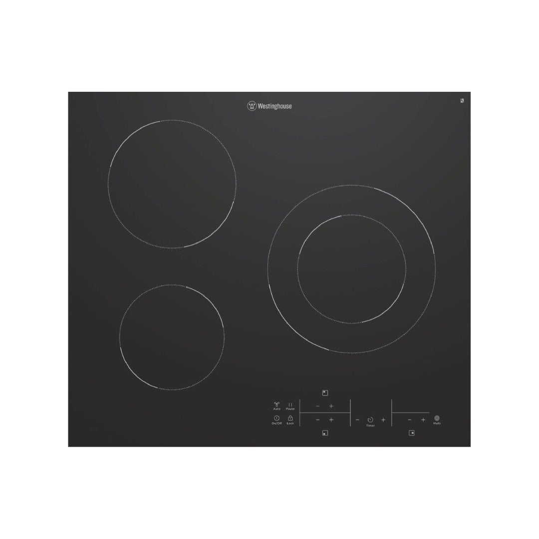 Westinghouse 60cm 3 Zone Ceramic Cooktop with Dual Zone and Hob2Hood