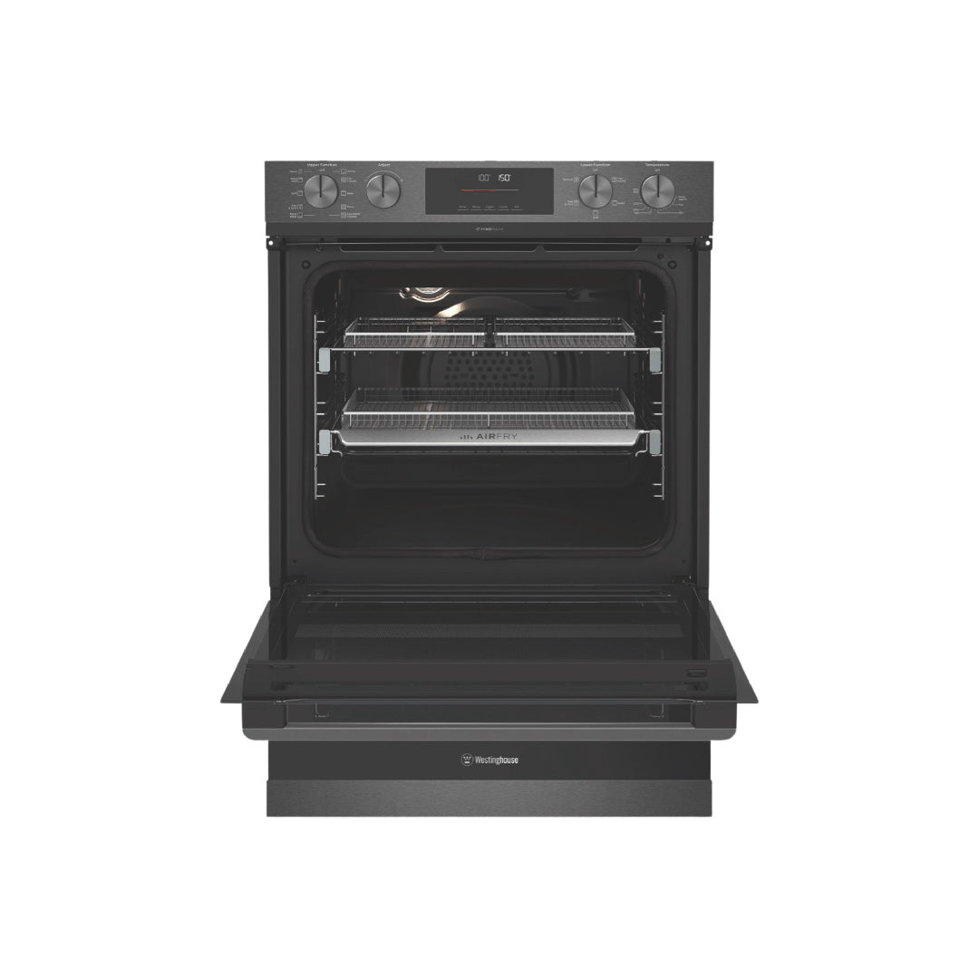 Westinghouse 60cm Multi-Function 10/5 Pyrolytic Duo Oven with AirFry and SteamBake, Dark Stainless Steel