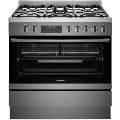 Westinghouse 90cm Dual Fuel Pyrolytic Freestanding Cooker with AirFry and SteamBake Dark Stainless Steel