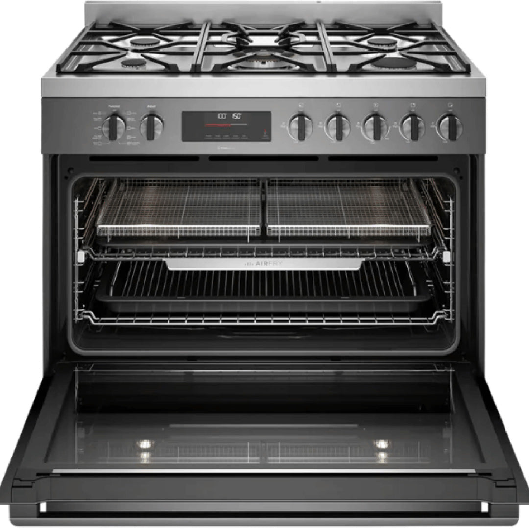 Westinghouse 90cm Dual Fuel Pyrolytic Freestanding Cooker with AirFry and SteamBake Dark Stainless Steel